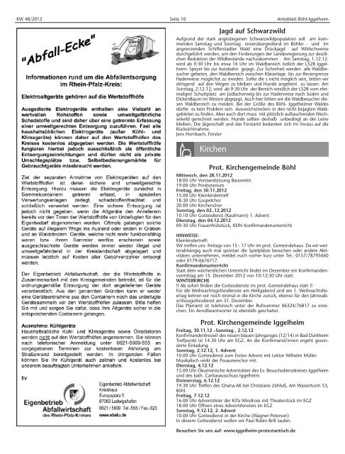 Amtsblatt vom 29.11.2012 - Gemeinde Böhl-Iggelheim