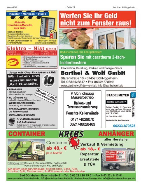 Amtsblatt vom 29.11.2012 - Gemeinde Böhl-Iggelheim
