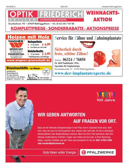 Amtsblatt vom 29.11.2012 - Gemeinde Böhl-Iggelheim