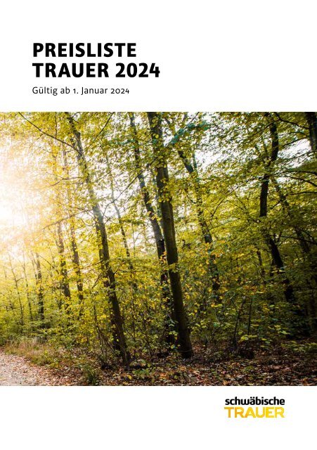 Preisliste Traueranzeigen 2024