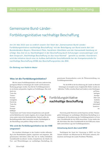 Das kommunale Magazin für nachhaltige Beschaffung, Ausgabe Oktober 2023