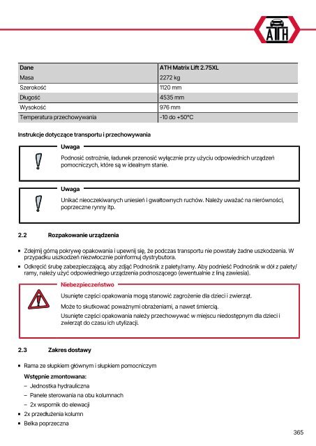 ATH-Heinl 2-post lift ATH Matrix Lift 2.65/2.75XL