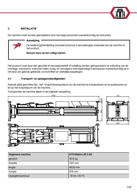 ATH-Heinl 2-post lift ATH Matrix Lift 2.65/2.75XL