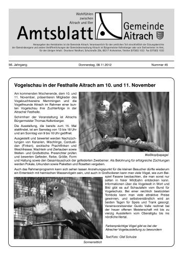 Vogelschau in der Festhalle Aitrach am 10. und 11. November