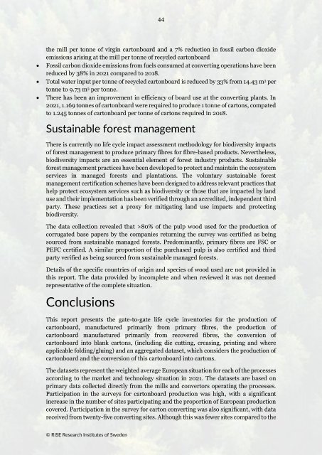 European Database for Cartonboard and Carton Production 2023