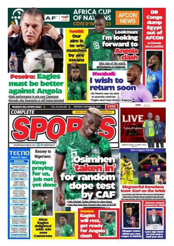 COMPLETE SPORTS - MONDAY, JAN 29, 2024