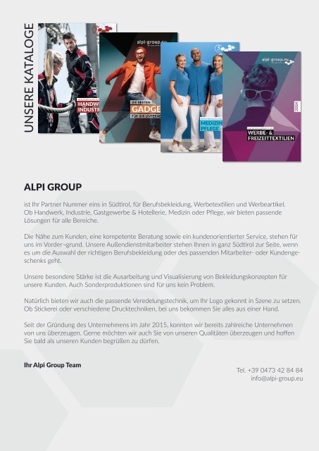 Katalog Alpi Group Bauarbeiterkasse 2024 - ohne Preise