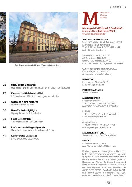 M das Magazin für Wirtschaft und Gesellschaft - Darmstadt No. 01 2024