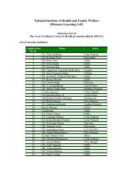 Admission list - National Institute of health and family welfare