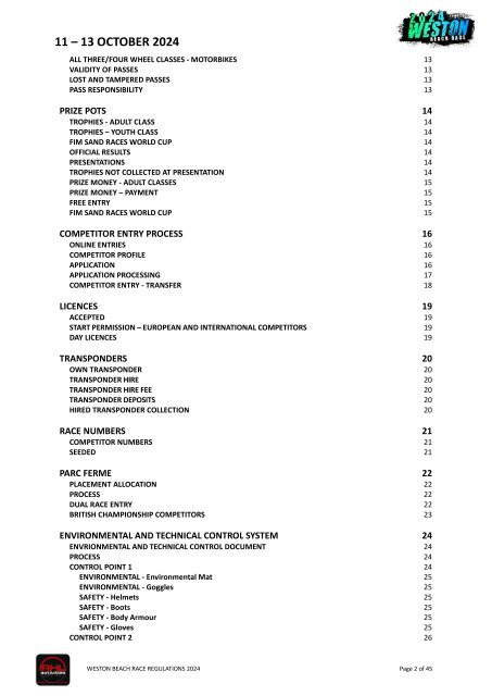 2024 - WBR - RHL Regulations