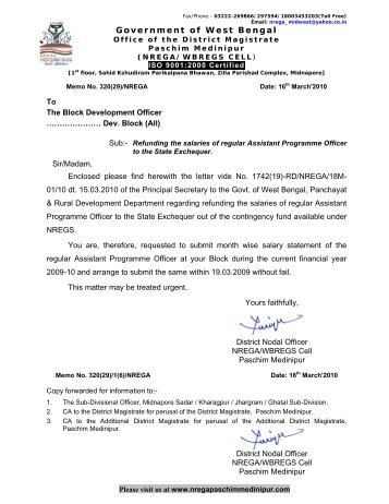 Government of West Bengal - nrega, paschim medinipur