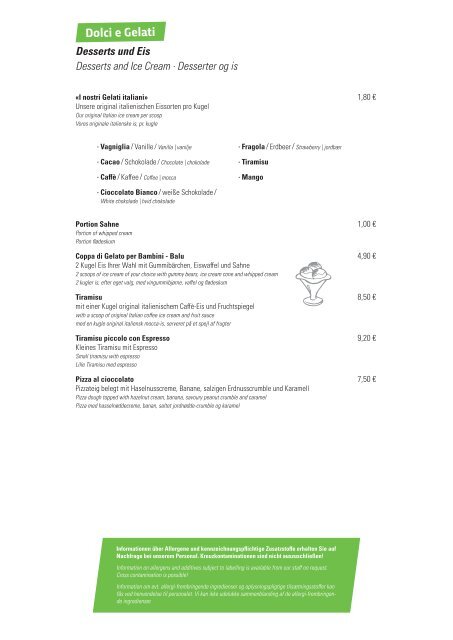 Weissenhäuser Strand Restaurant Osteria Speisekarte 2024