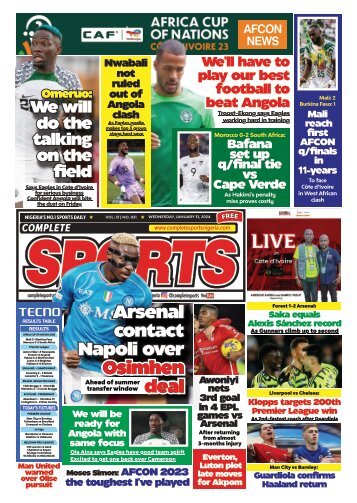 COMPLETE SPORTS - WEDNESDAY, JAN 31, 2024