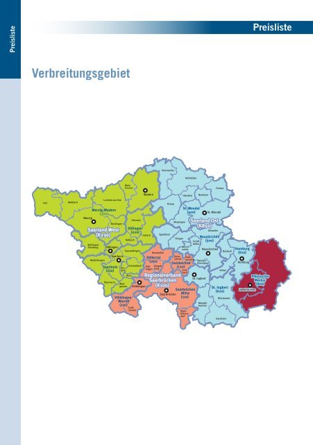 Saarbrücker Zeitung - Preisliste Traueranzeigen