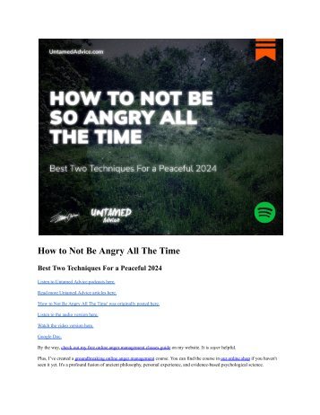 How to Not Be So Angry All the Time: Best Two Techniques For a Peaceful 2024