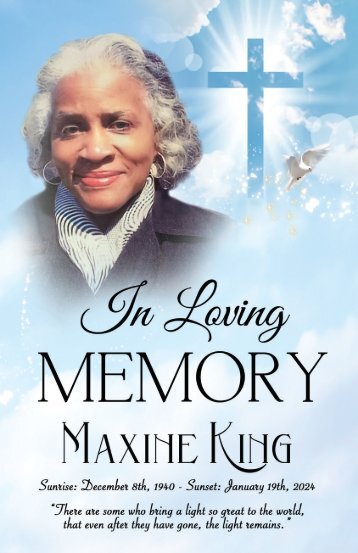 Keepsake Memories invites you to experience the Digital Memorial Program dedicated to Maxine King