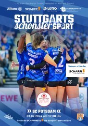 Spieltagsheft Allianz MTV Stuttgart vs. SC Potsdam Volleyball Bundesliga 3.2.2024 SCHARRena Stuttgart