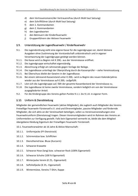 FF Fürstenzell - Geschäftsordnung