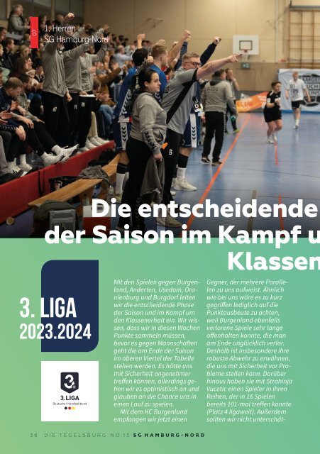 Die Tegelsburg No. 13 - Wo Handball lebt - Hallenheft 3. Liga 1. Herren vs. HC Burgenland & JBLH mA1 vs. THW kiel