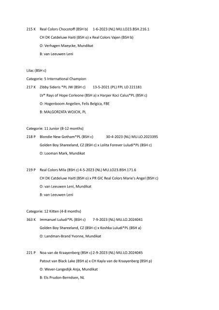 Catalog - 253. Mundikat Int. FIFe Show - Rosmalen 04-02-2024