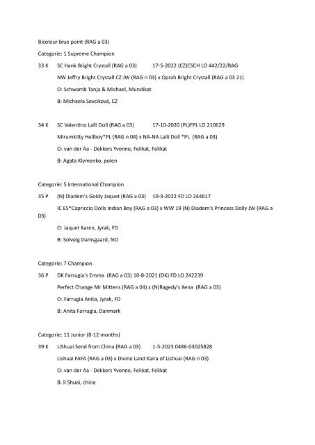 Catalog - 253. Mundikat Int. FIFe Show - Rosmalen 04-02-2024