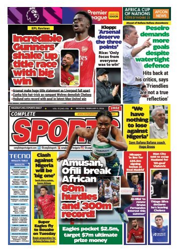 COMPLETE SPORTS - MONDAY, FEB 5, 2024