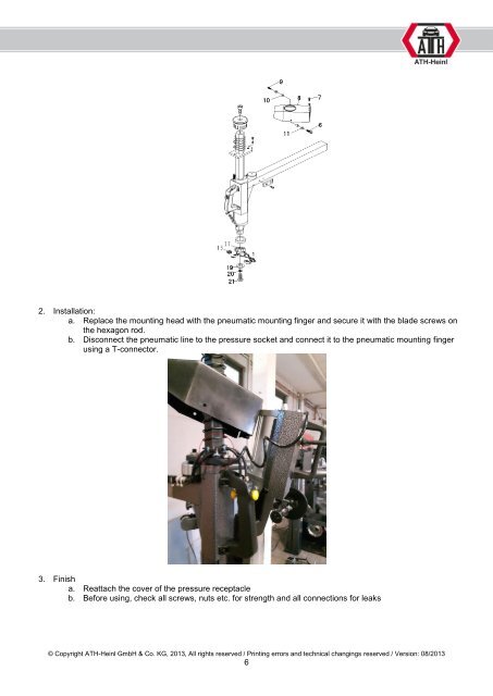 ATH Pneumatischer Montagefinger Bedienungsanleitung
