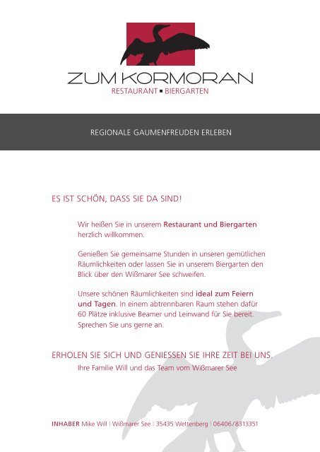 Zum Kormoran Speisekarte Winter 2024