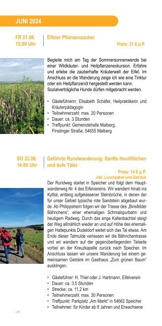 Ferienregion Bitburger Land - Erlebnisprogramm 2024 