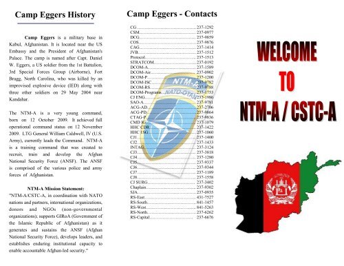 Camp Eggers History - NATO Training Mission Afghanistan