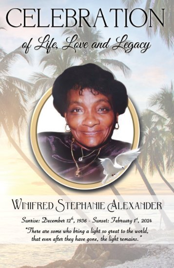 Keepsake Memories invites you to experience the Digital Memorial Program dedicated to Winifred Stephanie Alexander