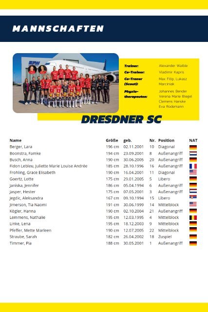 Spieltagsflyer vs. Dredner SC - SSC PALMBERG SCHWERIN
