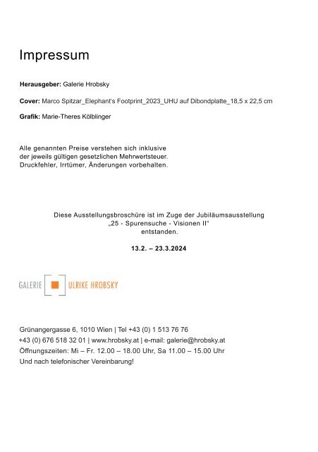 25 Jahre Galerie U Hrobsky (ed. Feb. 2024)