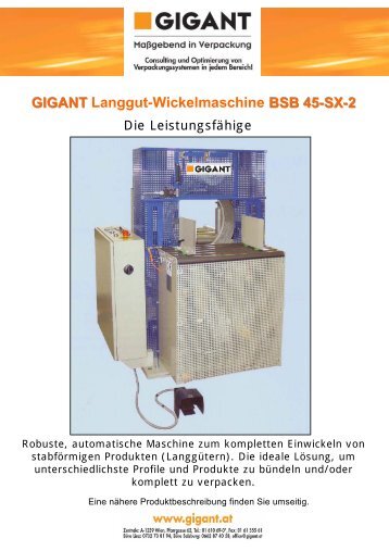 GIGANTT Langgut-Wickelmaschine BSB 45-SX-2