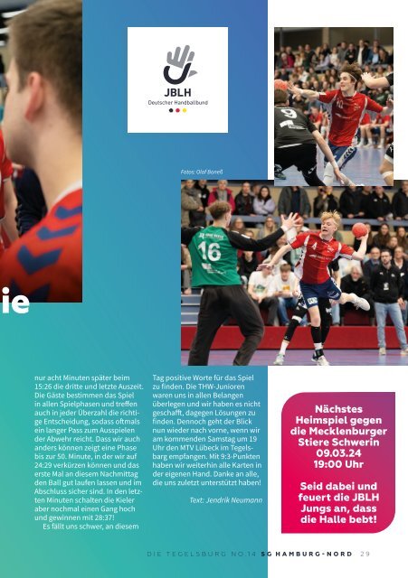 Die Tegelsburg No. 14 - Wo Handball lebt - Hallenheft JBLH mA1 vs. MTV Lübeck