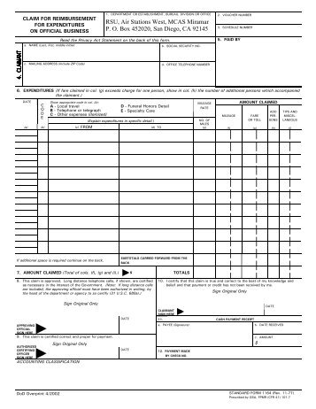 RSU, Air Stations West, MCAS Miramar P. O. Box 452020, San ...