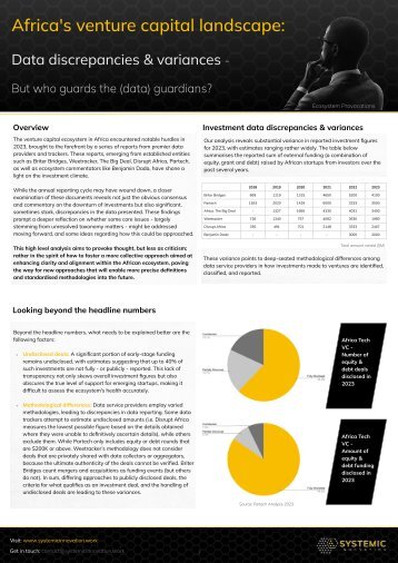 Ecosystem Provocations - Africa's venture capital landscape 