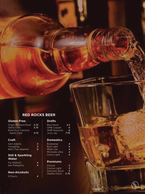 Red Rock Cafe Mock Menu