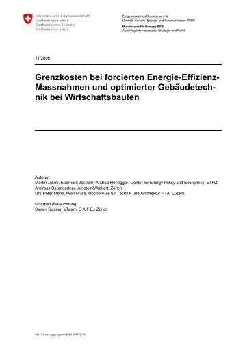 Grenzkosten bei forcierten Energie-Effizienz - CEPE - Centre for ...