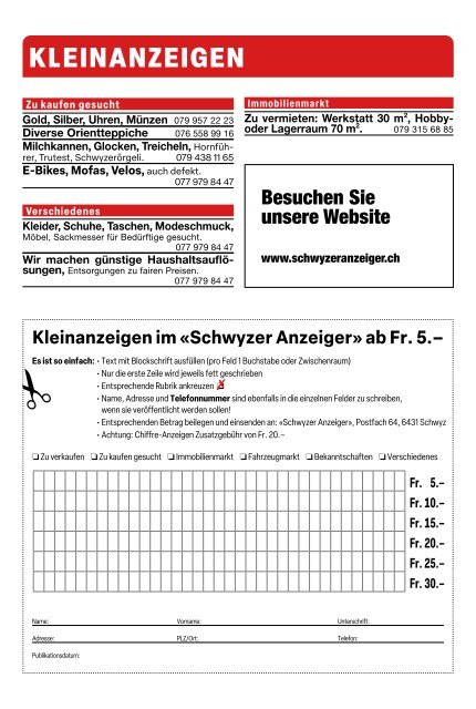 Schwyzer Anzeiger – Woche 7 – 16. Februar 2024
