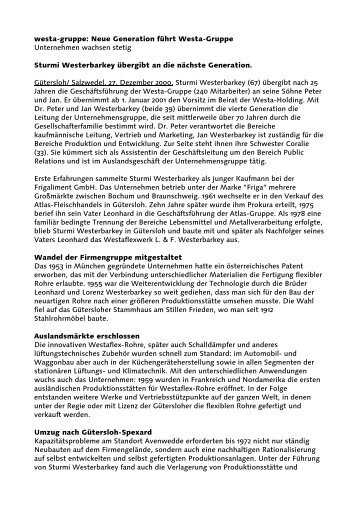 westa-gruppe: Neue Generation führt Westa-Gruppe Unternehmen ...