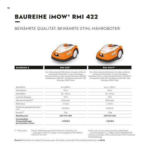 STIHL Mähroboter-Broschüre iMOW RMI 422 / RMI 422 P von Deterding