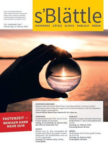 s'Blättle Nr. 7 - Do, 15. Februar 2024