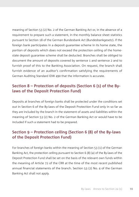 By-laws of the Deposit Protection Fund