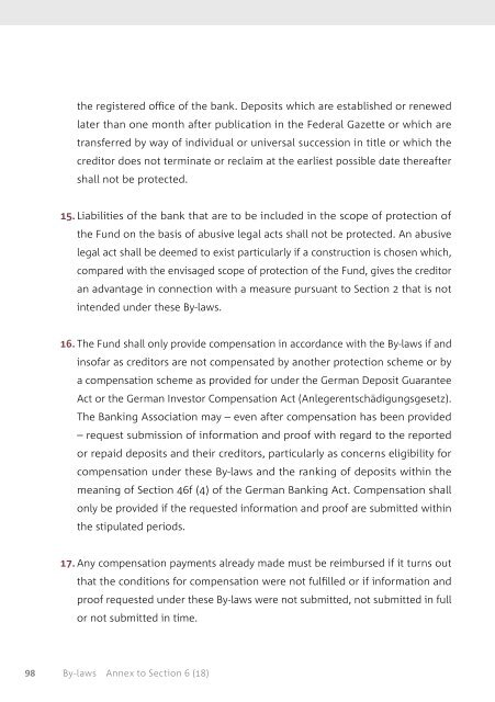 By-laws of the Deposit Protection Fund