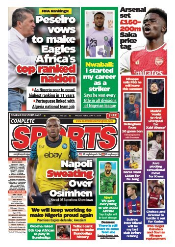 COMPLETE SPORTS - FRIDAY, FEB 16, 2024