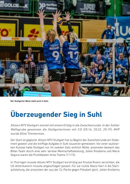 Spieltagsheft Allianz MTV Stuttgart vs. SC Potsdam 17.02.2024 Volleyball Bundesliga SCHARRena Stuttgart