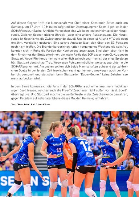 Spieltagsheft Allianz MTV Stuttgart vs. SC Potsdam 17.02.2024 Volleyball Bundesliga SCHARRena Stuttgart