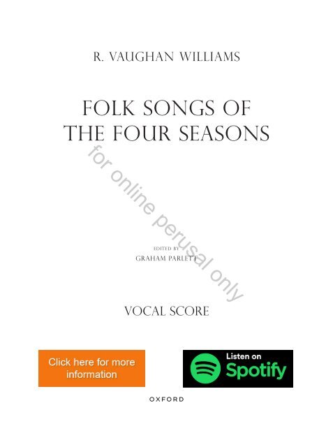 Vaughan Williams Folk-songs for the four Seasons VS