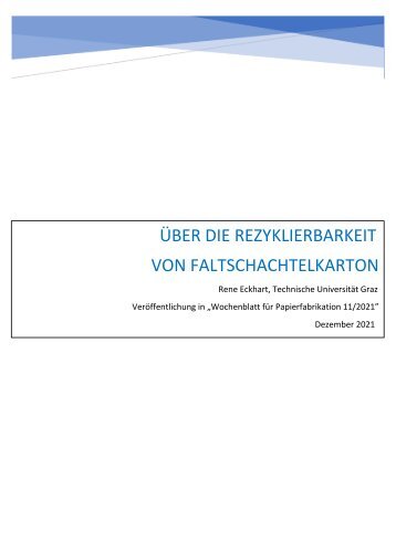 Recyclability of Cartonboard and Cartons - German